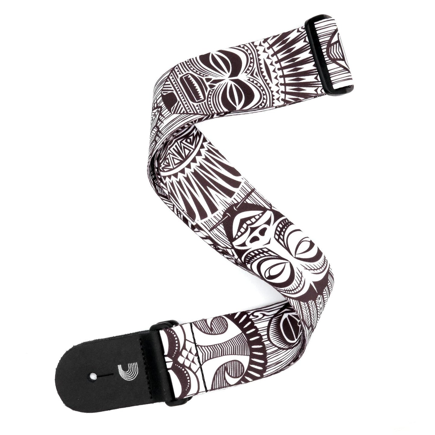 Polyester Guitar Strap, African Masks, Black and White, by D'Addario