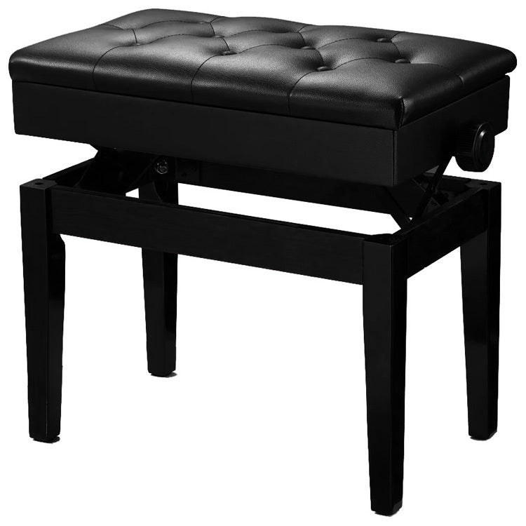 Pro Height Adjustable Piano Stool with Storage, Ebony Gloss Finish
