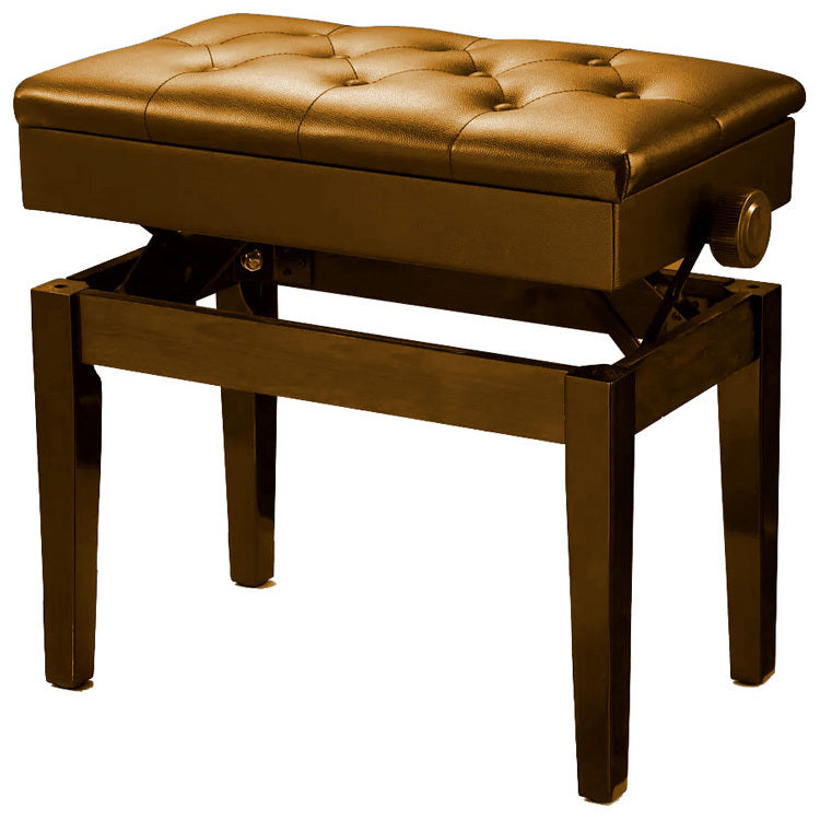 Pro Height Adjustable Piano Stool with Storage - Walnut Gloss