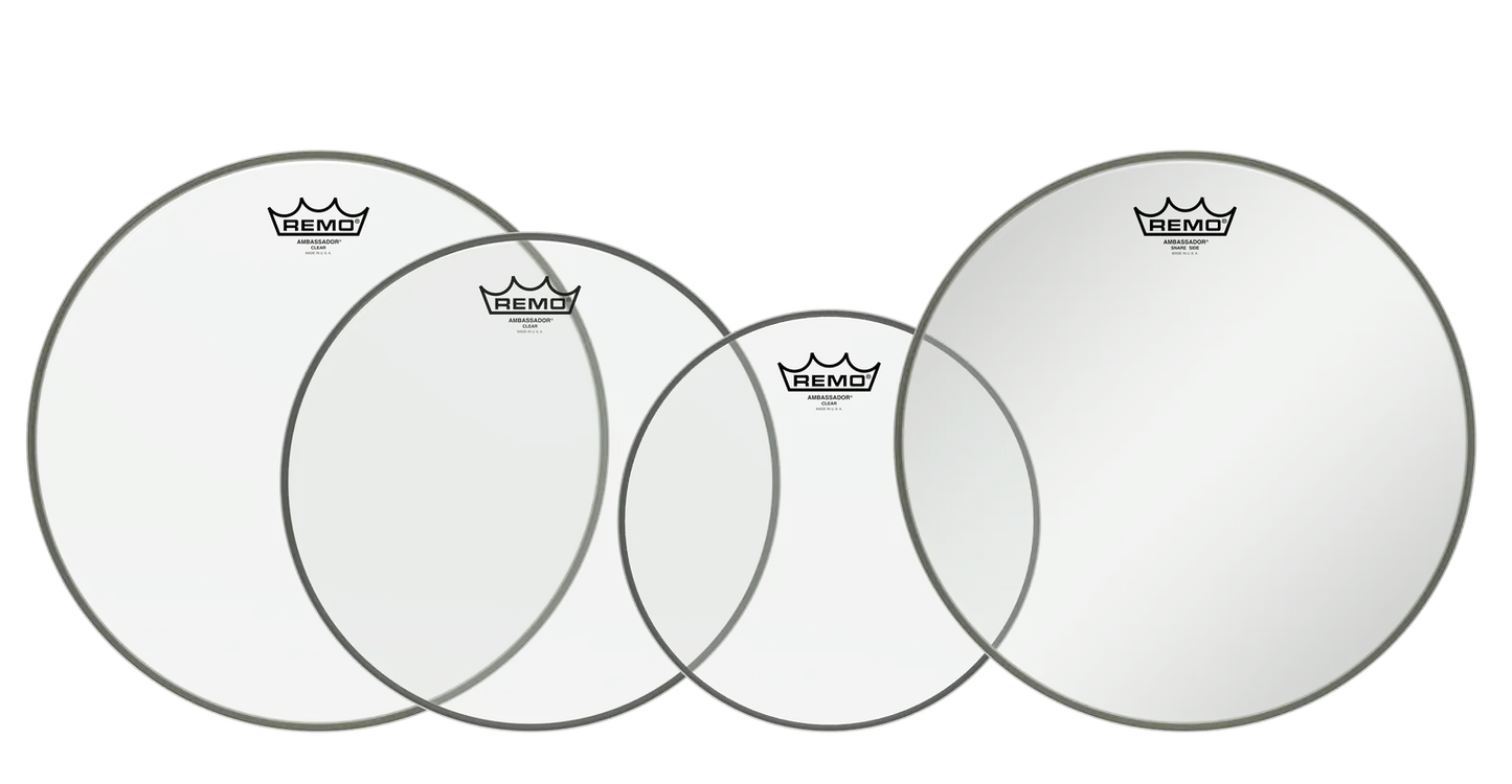 Remo ProPack Ambassador Clear Fusion Drum Head Set (10", 12", 14" + 14" SA Hazy Snare)