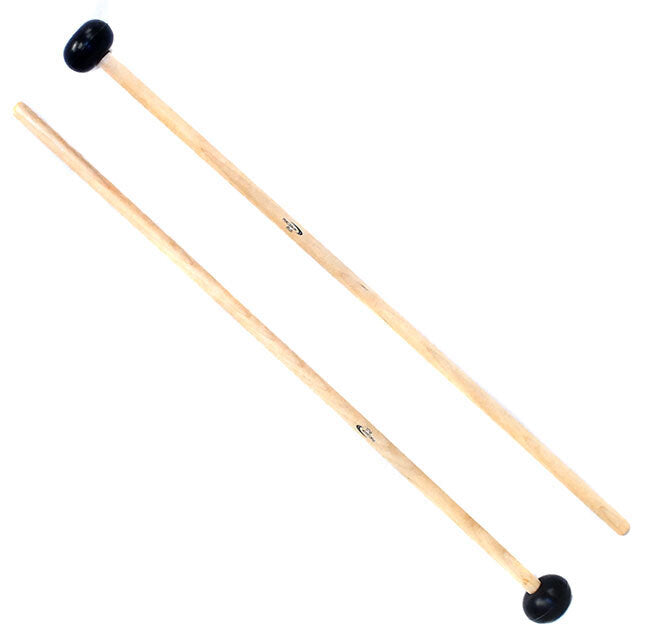 Percussion Plus Xylo/Glock Mallets with Black Rubber Head, 28mm Diameter, 365mm Length, Maple/Rattan Handles, Sold as a Pair