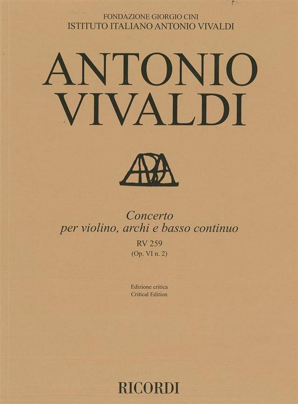 Vivaldi - Concerto Rv 259 Op Vi/2 Score Book