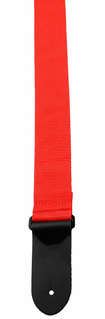 Perris 2" Red Poly Pro Guitar Strap with Black Leather Ends, Adjustable 39" to 58"