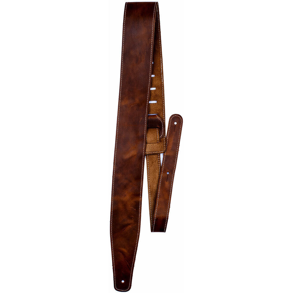Perris 2.5" Tan Baseball Leather Guitar Strap, Adjustable 41" to 56" — view 2
