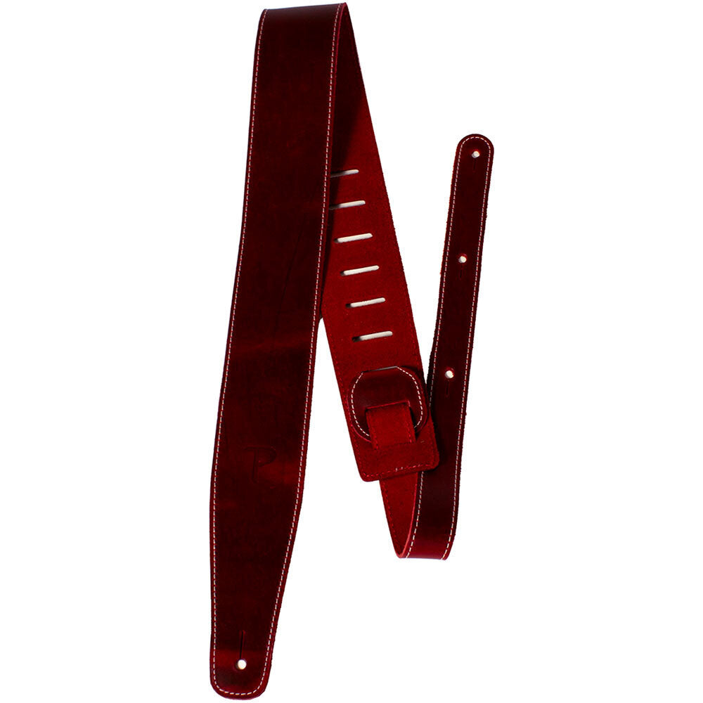 Perris 2.5" Red Baseball Leather Guitar Strap, Adjustable 41" to 56"
