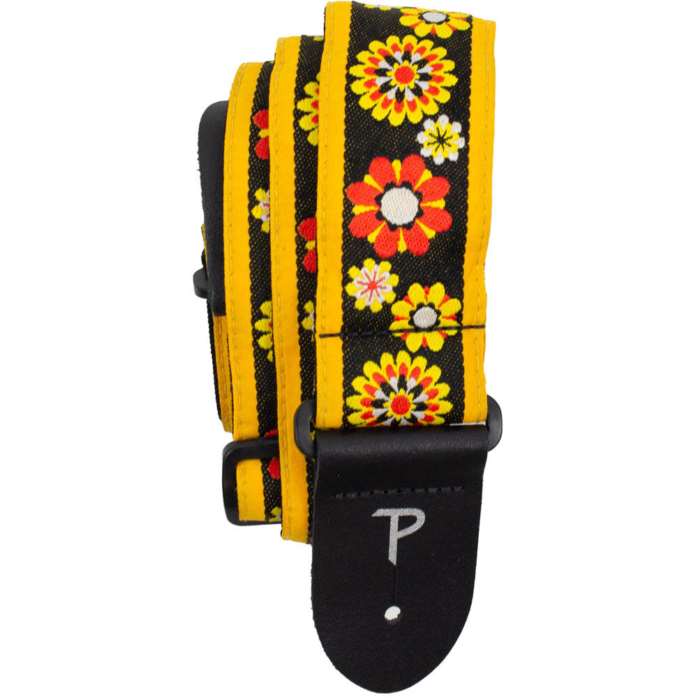 Perris 2" Jacquard Floral Burst Guitar Strap with Leather Ends, Adjustable 39" to 58"
