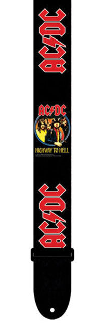 Perris 2" Polyester AC/DC Licensed Guitar Strap, Adjustable 39"-58", Heat Transferred Imaging, Inspired by "Highway To Hell" Album
