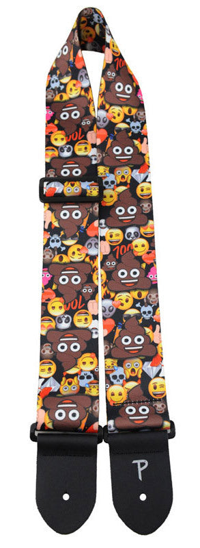 Perris 2.5" Polyester Poop On Emoji Collage Licensed Guitar Strap, Adjustable 39" to 58"