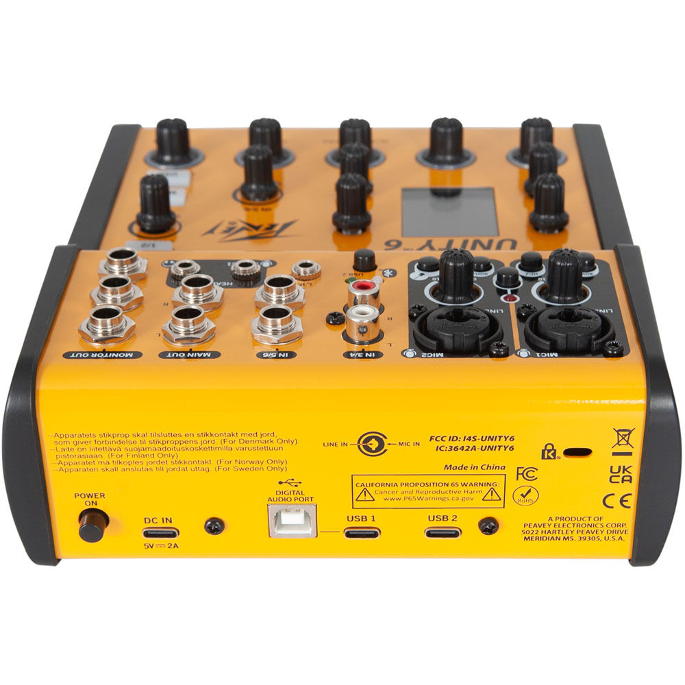 Peavey Unity Series UNITY-6 Digital 6-Channel Mixer with Bluetooth, USB-C Interface, Phantom Power, EQ and FX — view 5