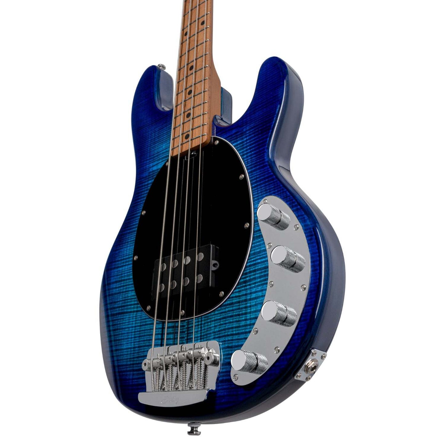 Sterling by Music Man SBMM StingRay RAY34 Flame Maple, Neptune Blue Bass — view 2