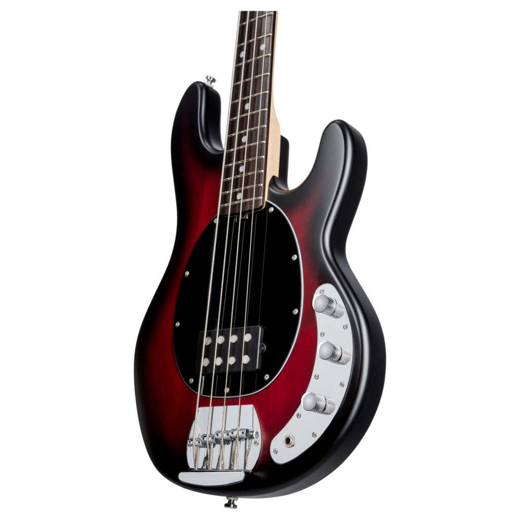 Sterling by Music Man S.U.B. StingRay RAY4, Ruby Red Burst Satin Bass — view 2