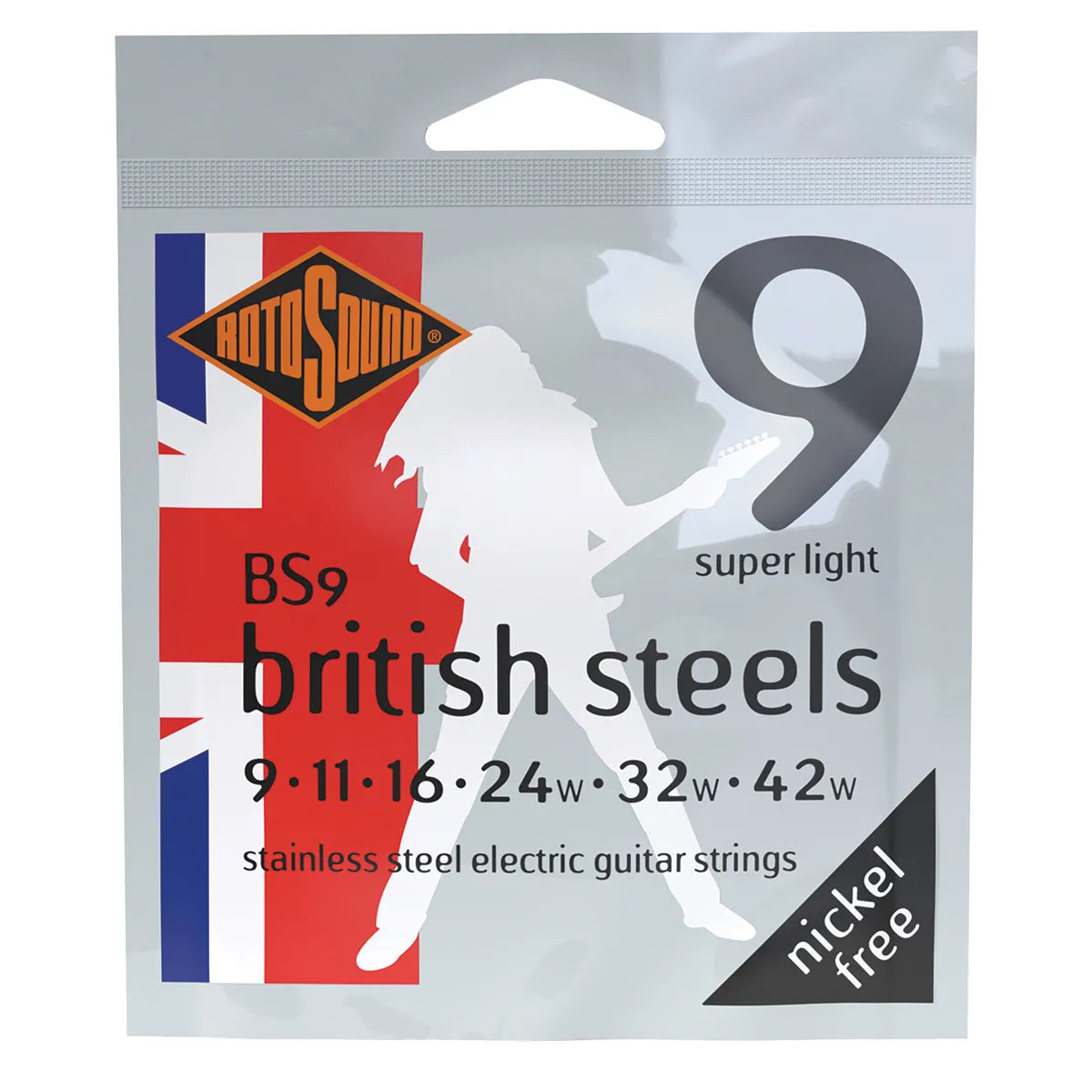 Rotosound British Steel Electric Guitar String Set RBS9 - Super Light .009 .011 .016 .024 .032 .042