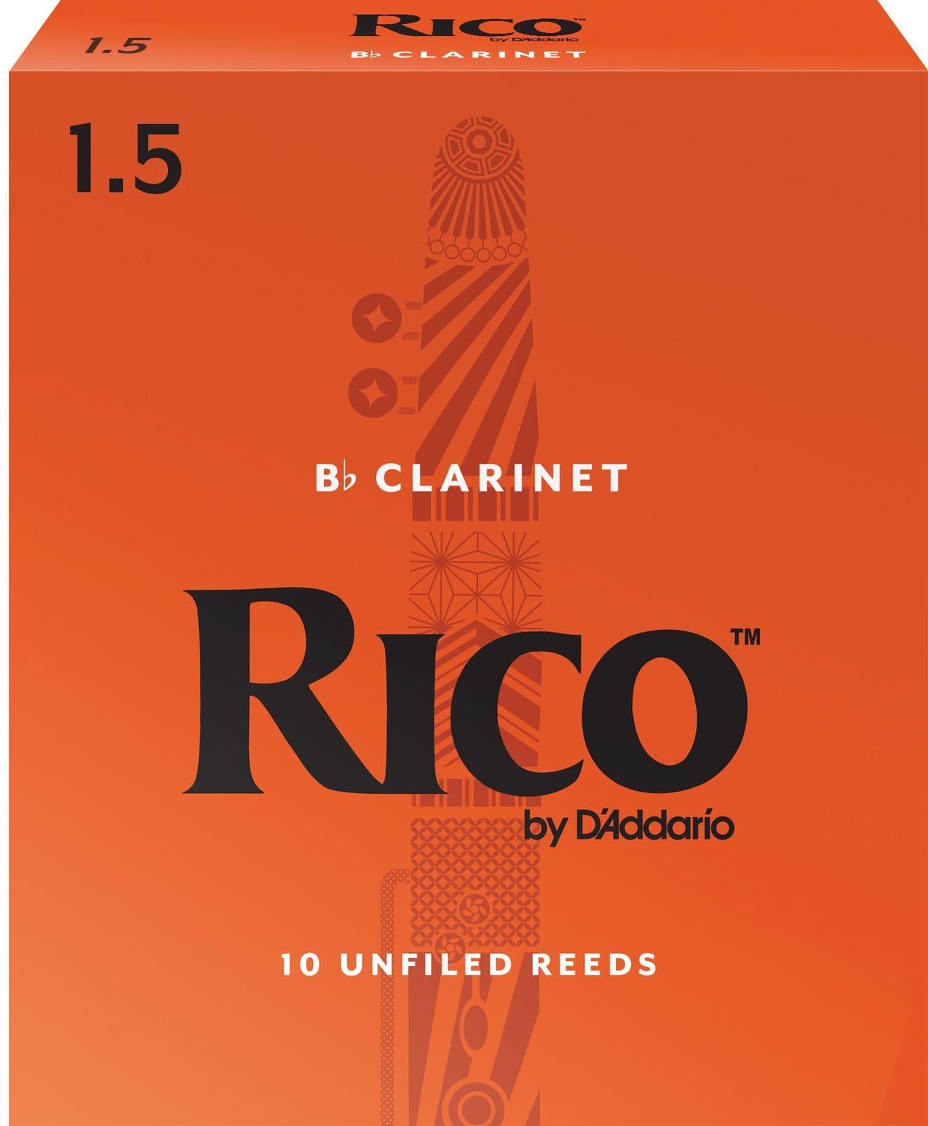 Rico Bb Clarinet Reeds, Strength 1.5, 10-pack — view 2