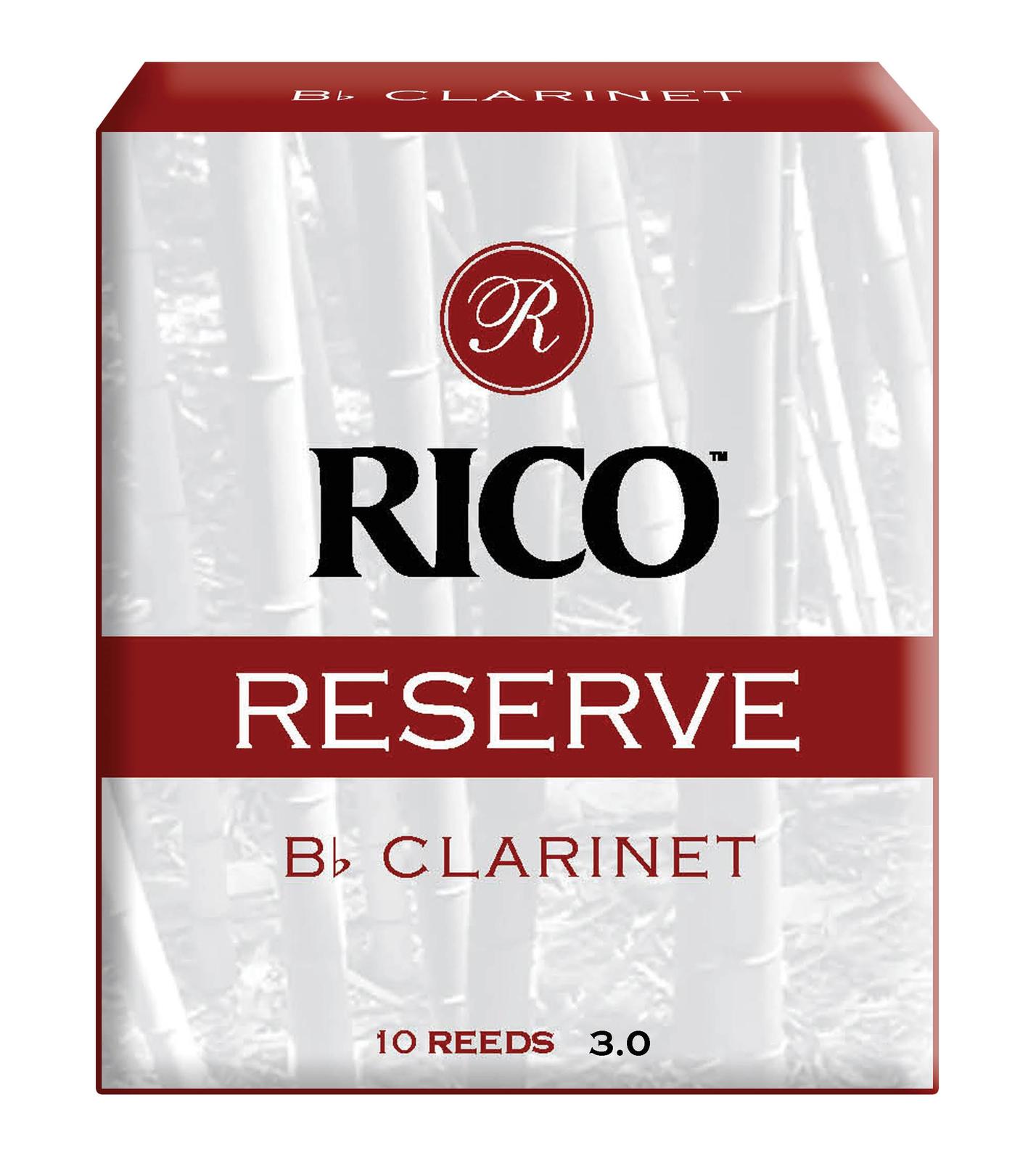 Rico Reserve Bb Clarinet Reeds, Strength 3.0, 10-pack