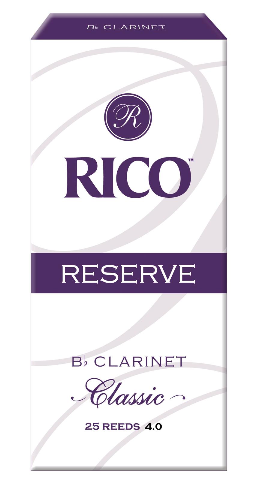 Rico Reserve Classic Bb Clarinet Reeds, Strength 4.0, 25-pack