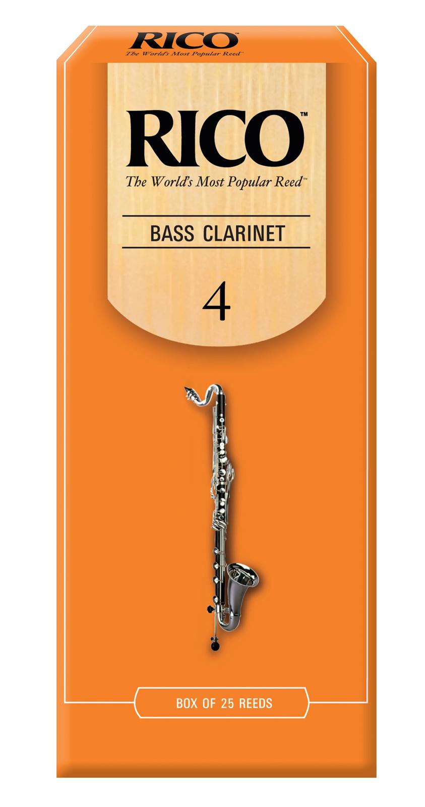 Rico Bass Clarinet Reeds, Strength 4.0, 25-pack