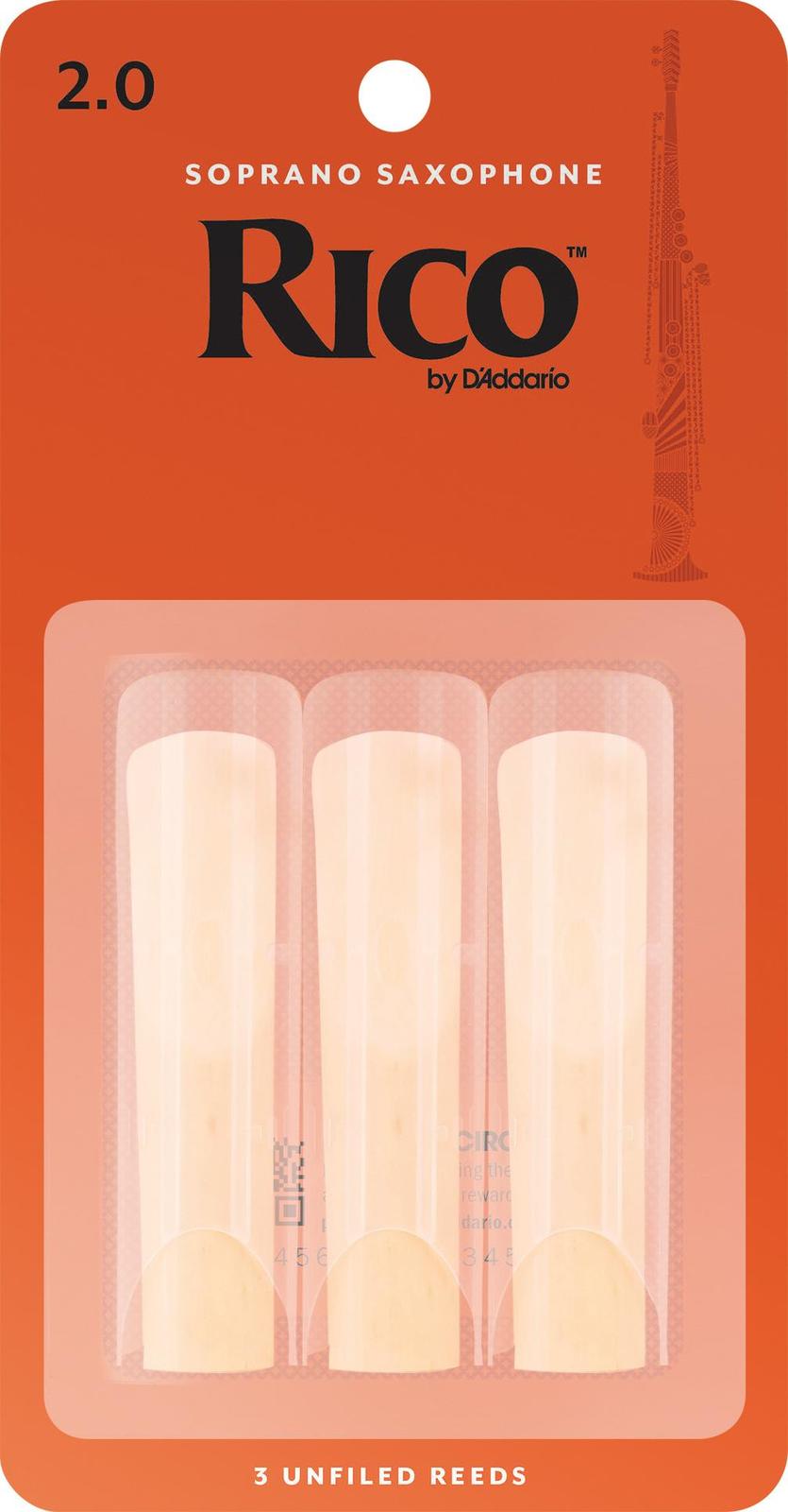 Rico Soprano Sax Reeds, Strength 2.0, 3-pack