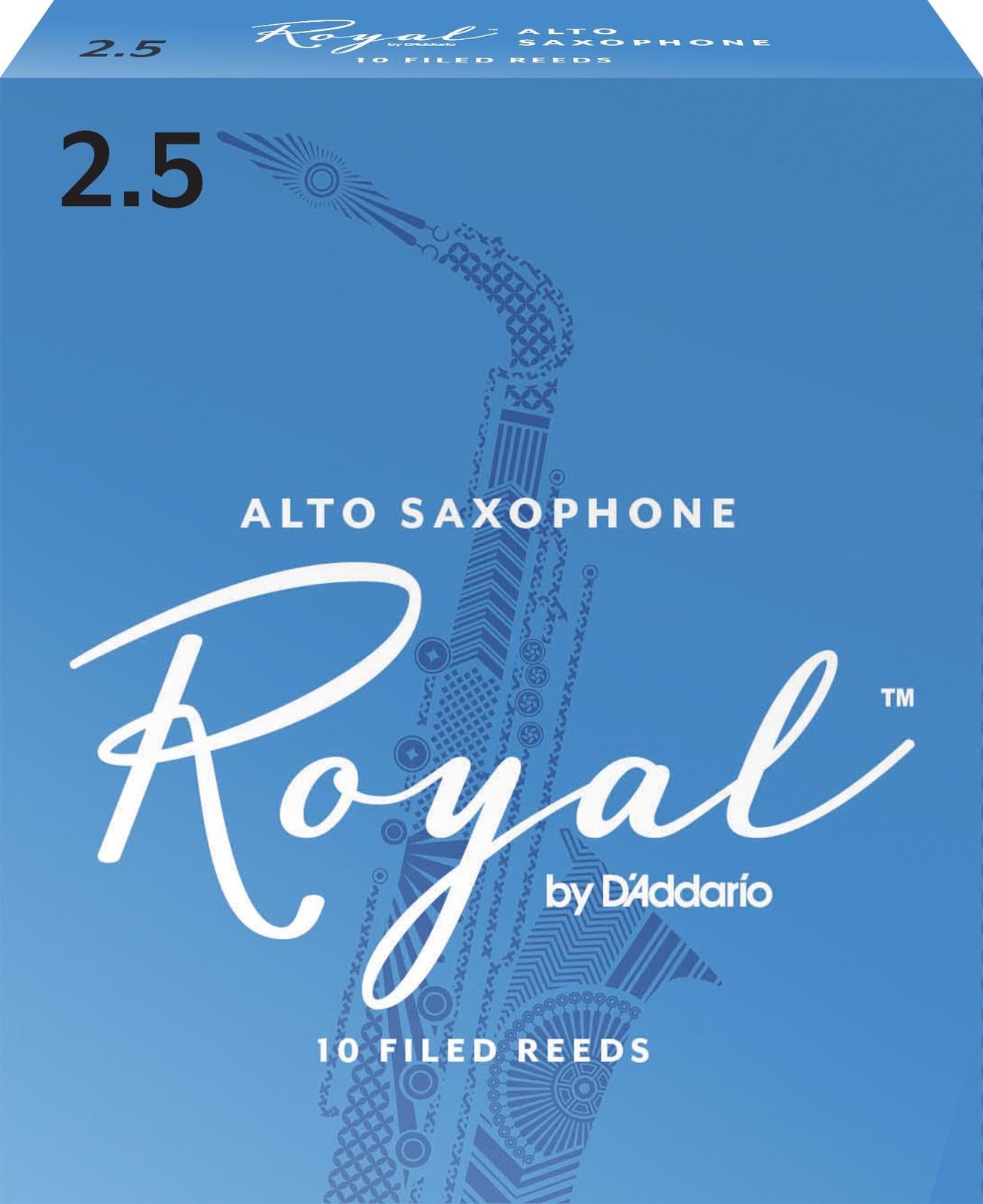 Rico Royal Alto Sax Reeds, Strength 2.5, 10-pack