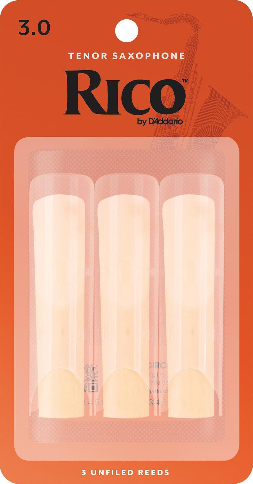 Rico Tenor Sax Reeds, Strength 3.0, 3-pack