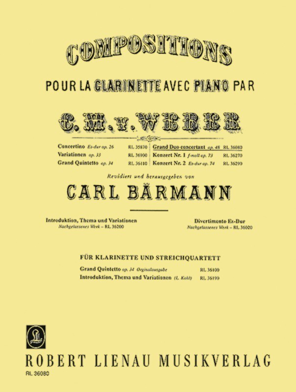 Weber - Grand Duo Concertant Op 48 Clarinet/Piano (Softcover Book)