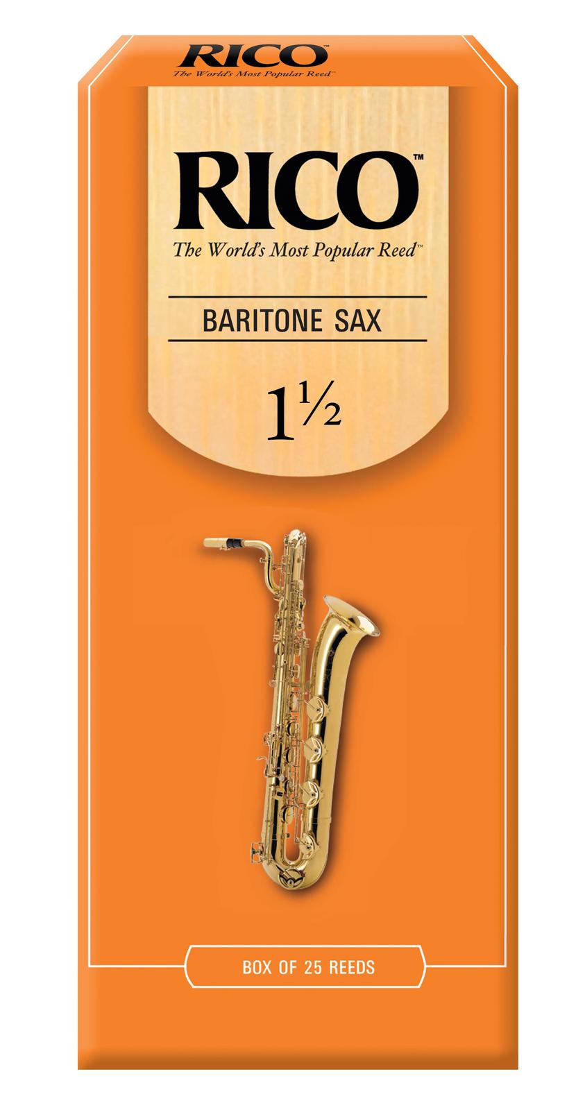 Rico Baritone Sax Reeds, Strength 1.5, 25-pack