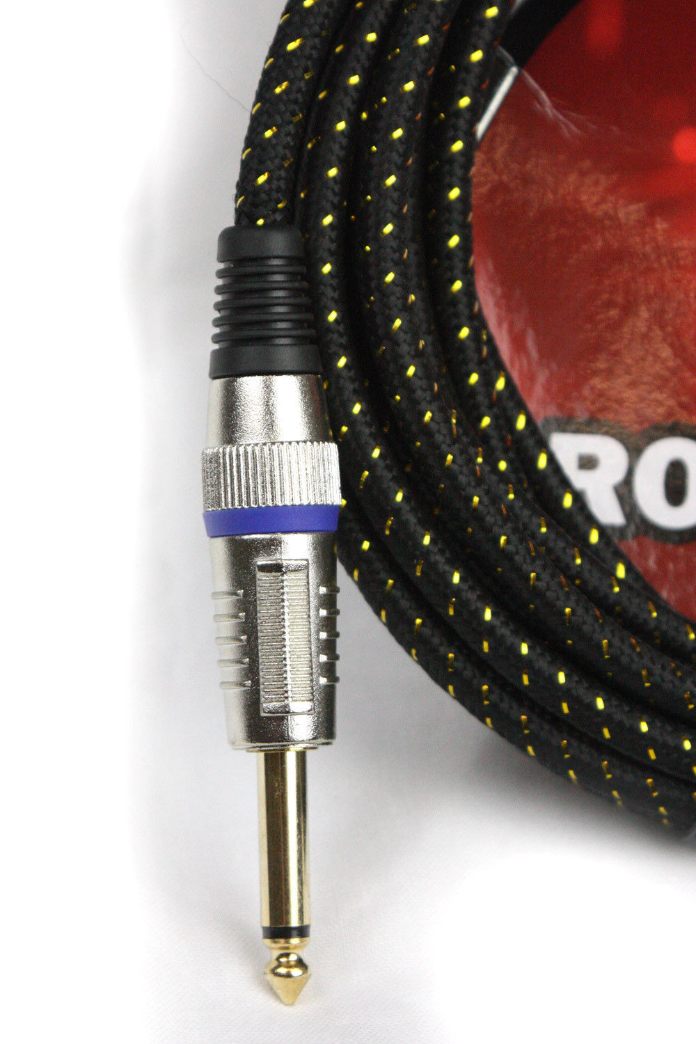 CARSON 10 Foot Guitar Lead / Instrument Cable Noiseless Braided Black/Gold