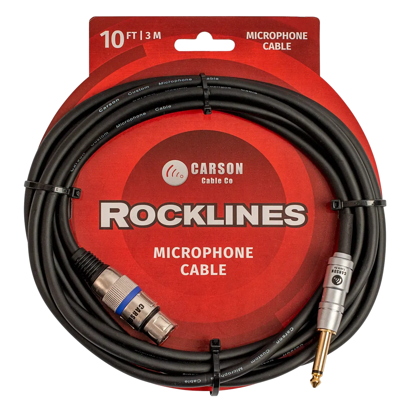 Carson Cable Co Rocklines 10ft XLR to 6.3mm Jack Microphone Cable