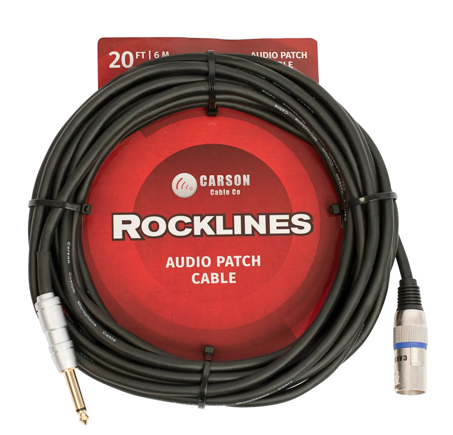 Carson Cable Co Carson Rocklines 20ft XLR Male to 1/4 Inch Mono Jack Microphone/Audio Cable
