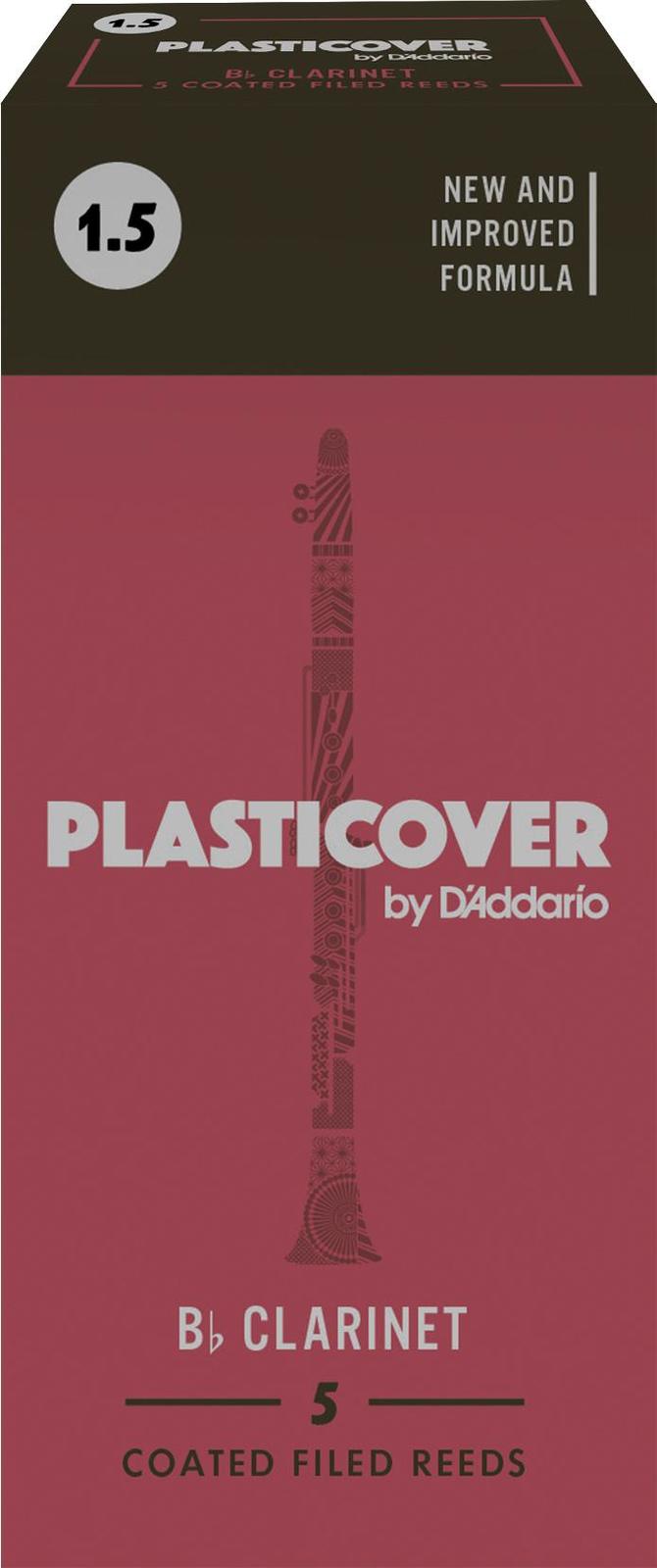 Rico Plasticover Bb Clarinet Reeds, Strength 1.5, 5-pack