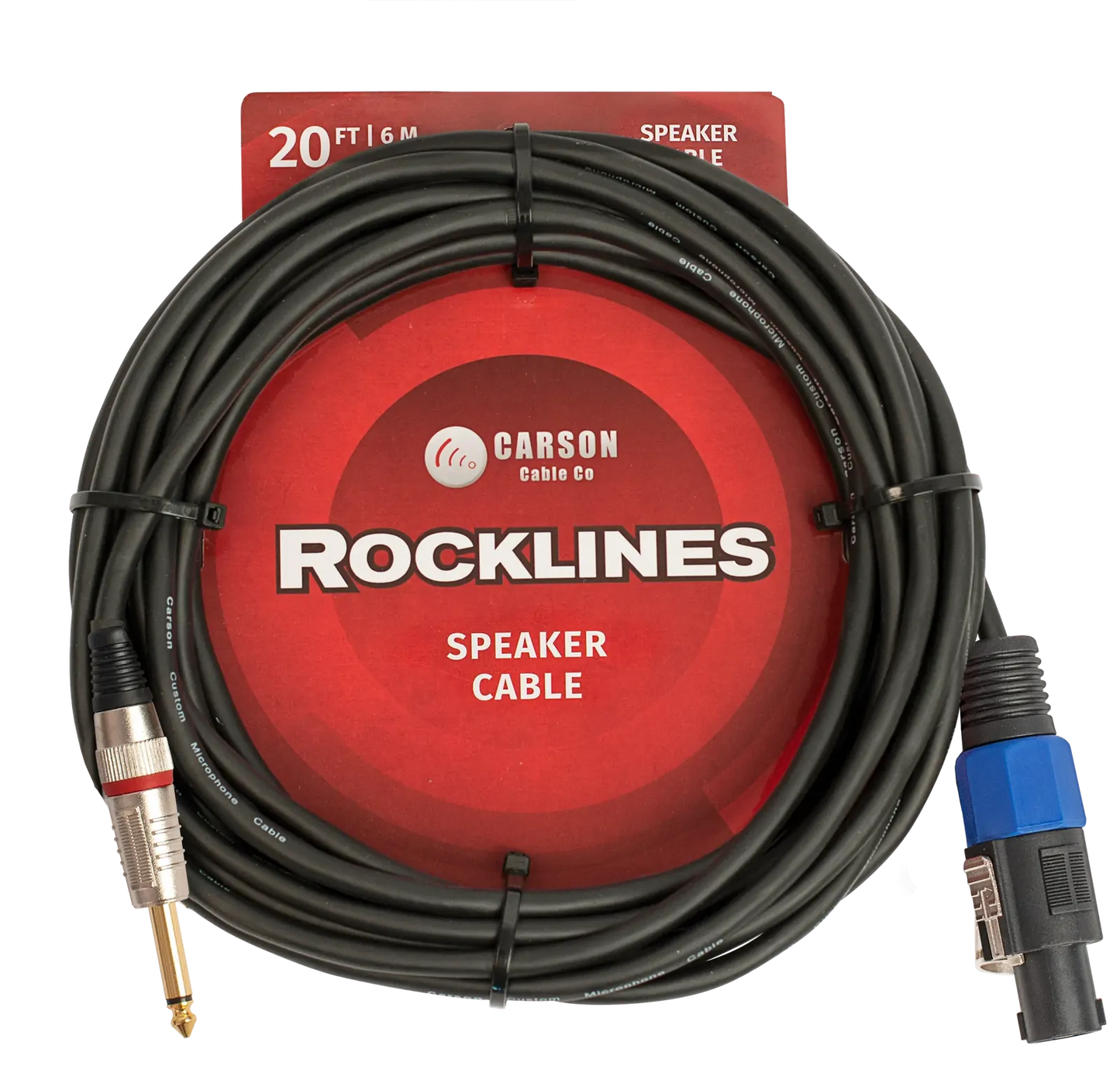 Carson Cable Co Rocklines 20 FT Speaker Cable: Speakon Male to Straight Jack