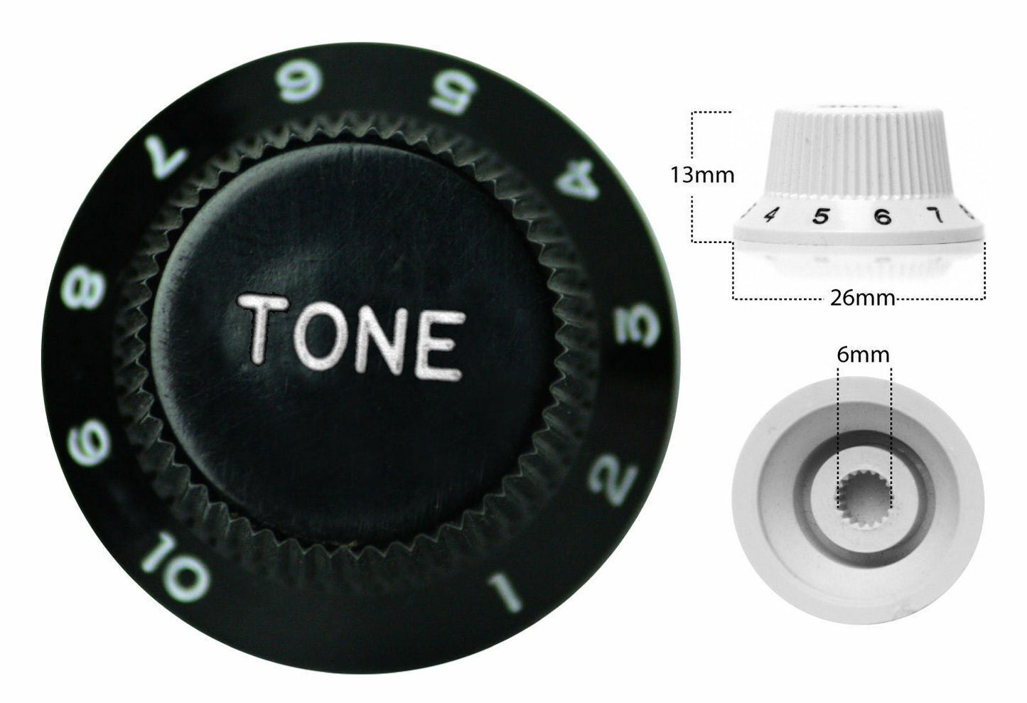 Strat Style Control Tone Knob For Electric Guitar Japanese Black