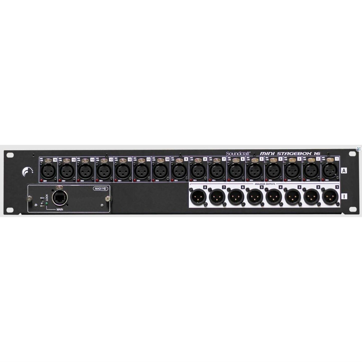 Soundcraft Mini Stagebox 16R - 16 Analog Inputs, 8 Outputs, 2U Rack Mount, Stage Connectivity Solution, Cost-Effective Design