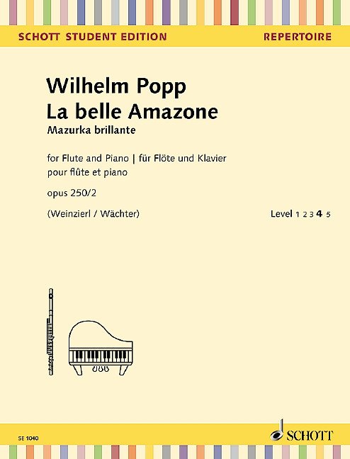 Popp: La Belle Amazone, Op. 250/2 — Flute & Piano (Schott Student Edition)