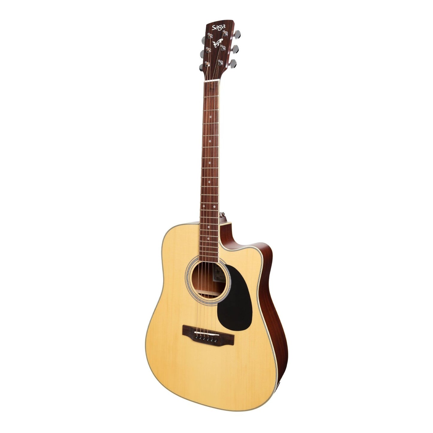 Saga '700 Series' Solid Spruce Top Acoustic-Electric Dreadnought Cutaway Guitar (Natural Satin)