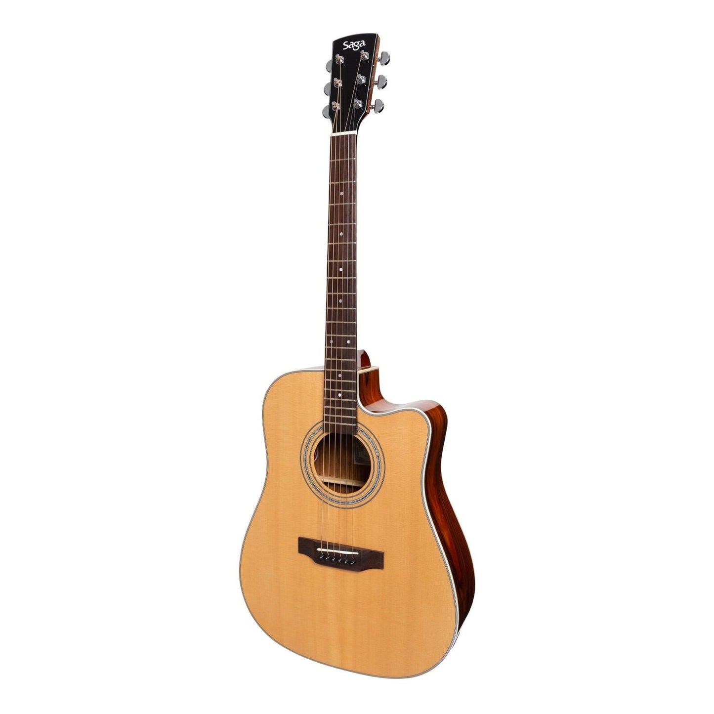 Saga '850 Series' Solid Spruce Top Acoustic-Electric Dreadnought Cutaway Guitar (Natural Gloss)