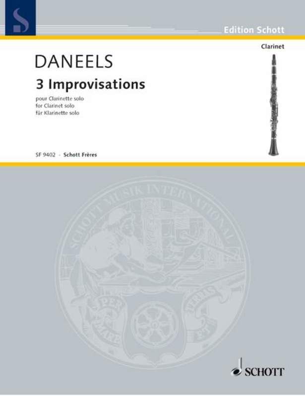 Daneels - 3 Improvisations For Clarinet Solo (Softcover Book)