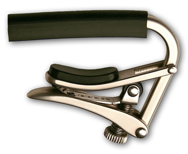 Shubb C1 Standard Acoustic Guitar Capo in Brushed Nickel with Roller Design and Contoured Lever