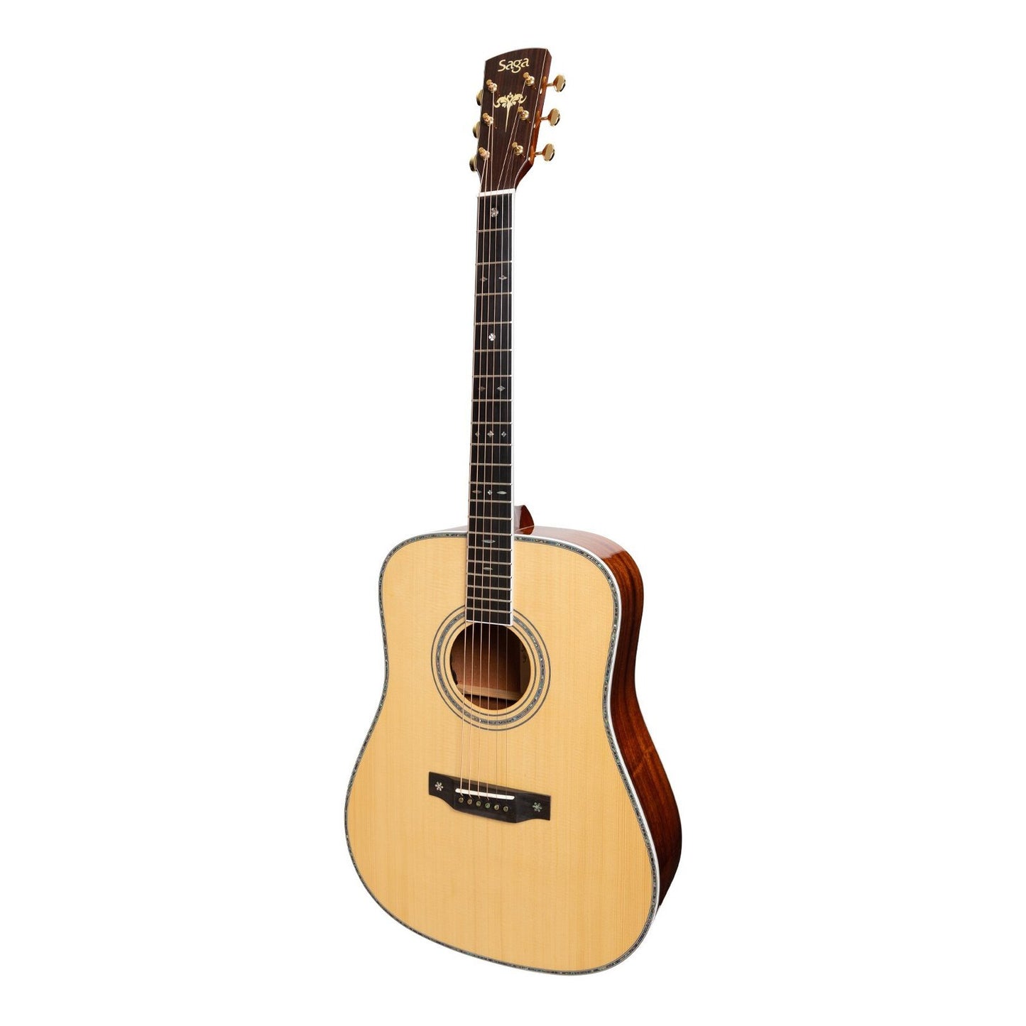 Saga SL55 All-Solid Spruce Top Mahogany Back & Sides Acoustic-Electric Dreadnought Guitar (Natural Gloss)