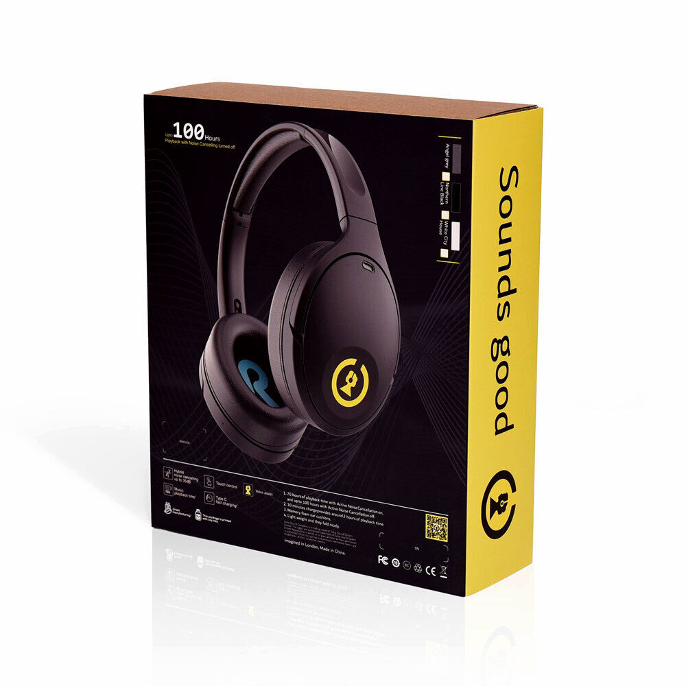 SOHO 2.6 Wireless Bluetooth Hybrid Noise Cancelling Headphones - Up to 100 Hours Playback, Touch Controls, Built-in Microphones, Black — view 6