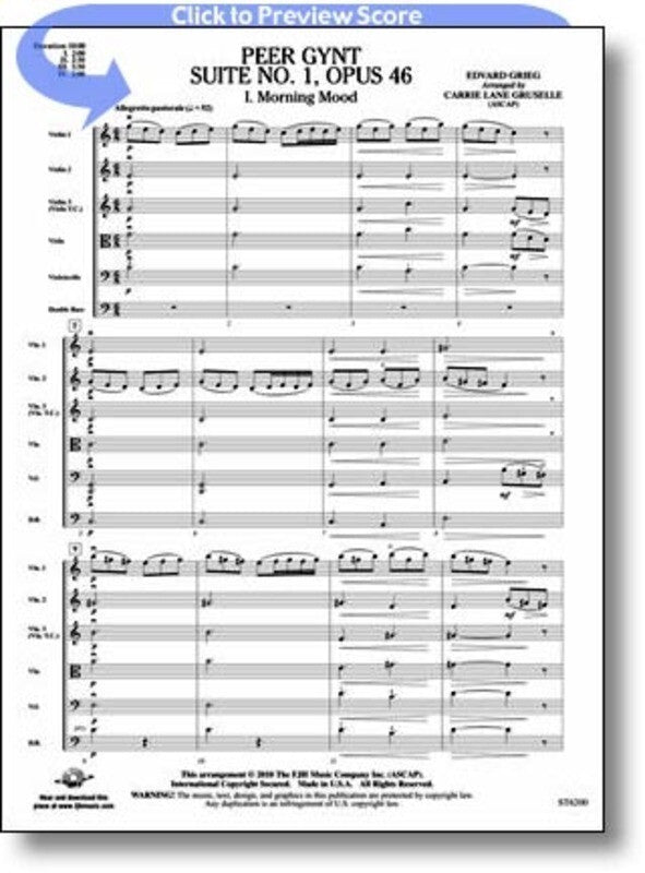 Peer Gynt Suite No 1 Op 46 Arr Gruselle So Sc/Pt (Music Score/Parts)