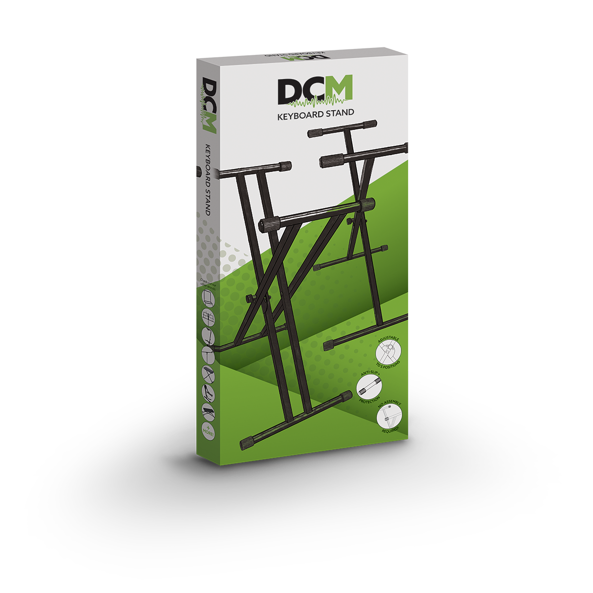 DCM STKXW-D02 Double Braced Keyboard Stand - Pre-assembled, Black, Lever Position Change, Rubber Ends, Display Box Included — view 3