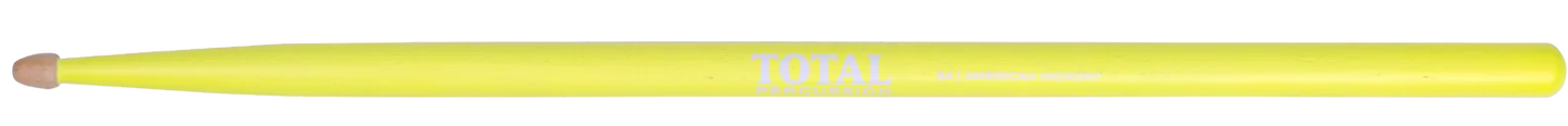 Total Percussion 5A Drumsticks - Wood Tip - Fluorescent Yellow