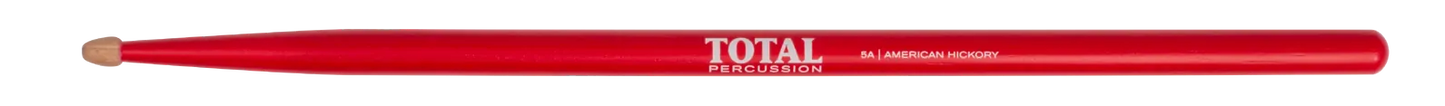 Total Percussion 5A Wood Tip Drumsticks with Red Finish