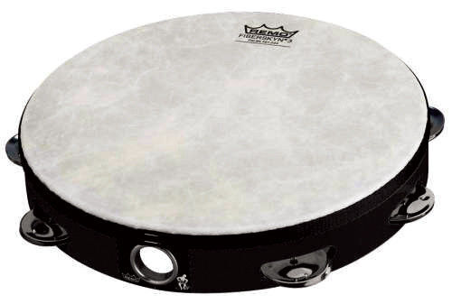 REMO - 10 Inch Tambourine Fiberskyn 3 Percussion, 8 Pairs Of Jingles