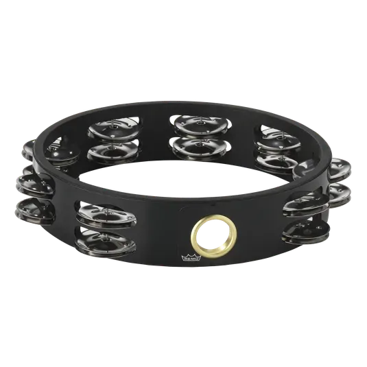 Remo 8 Inch Tambourine with 16 Jingles, Quadura Black