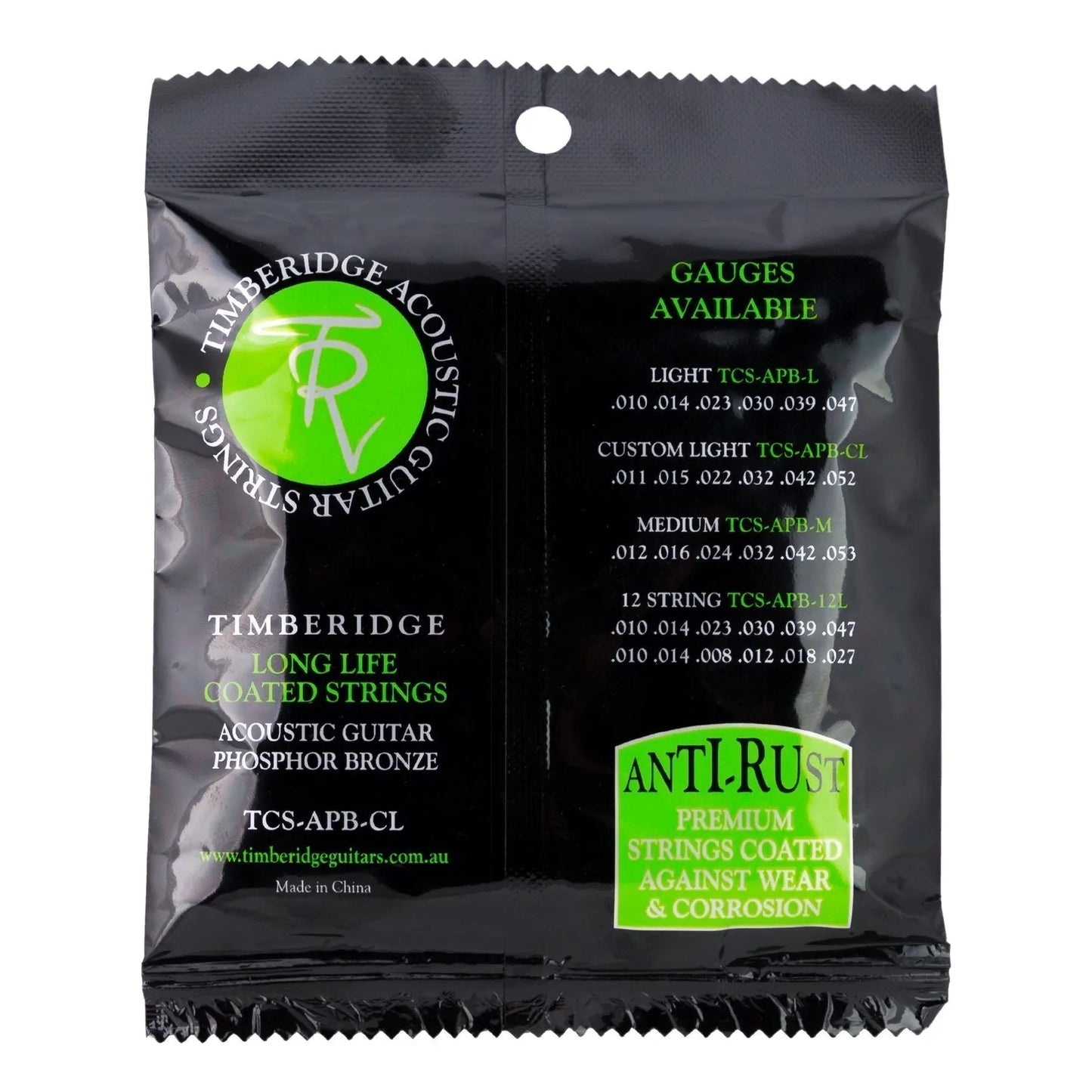 Timberidge Custom Light Phosphor Bronze Acoustic Guitar Strings 11-52 Long Life Coated — view 2