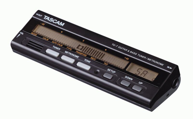 TASCAM TG-7 Chromatic Tuner/Metronome for Guitar & Bass with LCD Display