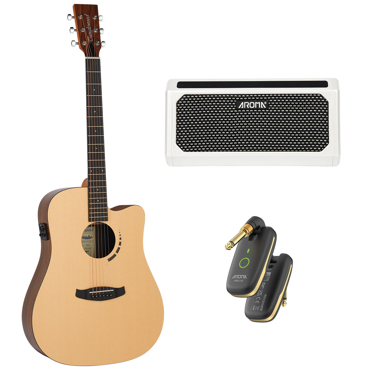 Tanglewood Metropolitan TM5CE Dreadnought Acoustic Guitar with Spruce Top Koa Back and Sides and Wireless Bundle