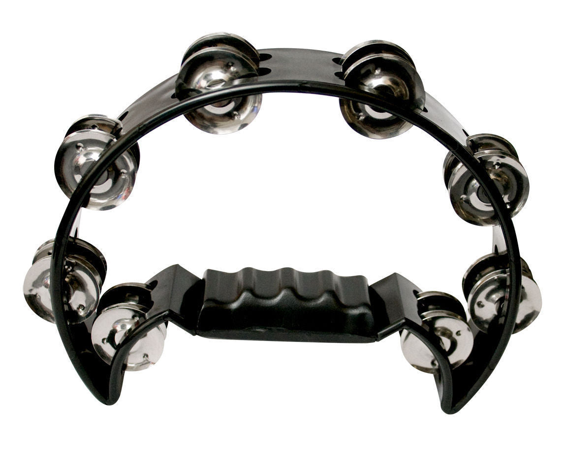 MANO PERCUSSION Half Moon Tambourine Black ABS Rim 16 Pairs Of Jingles