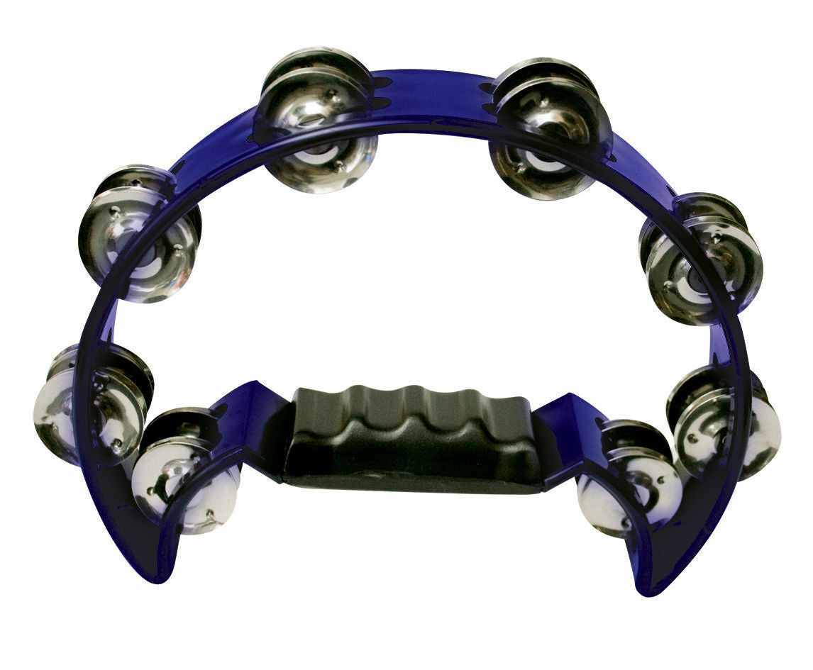 MANO PERCUSSION Half Moon Tambourine Blue ABS Rim 16 Pairs Of Jingles